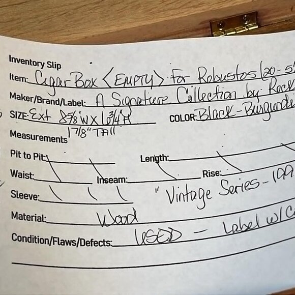 Empty Rocky Patel  Series 1990 Aged 12 Years Maroon Label Empty Cigar Box - Picture 2 of 8